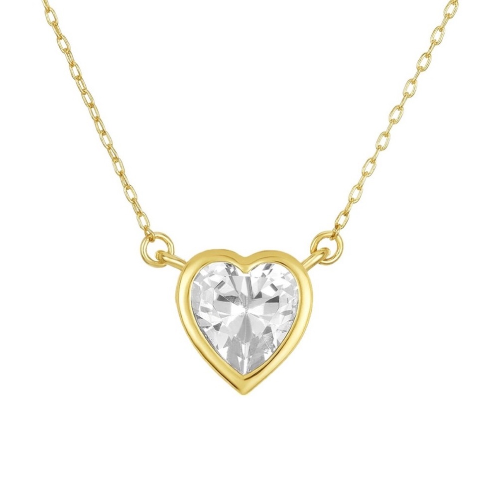Melinda Maria Lustig Gold Heart Necklace with Crystal Center